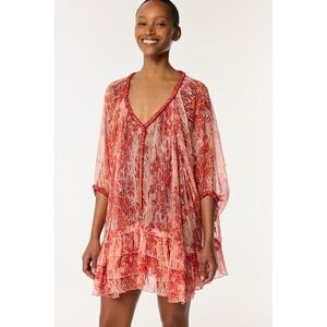Poupette St Barth | Swim | Poupette St Barth Cover Ups Dress Nava Poncho  Orange Ailes One Size 0 Silk | Poshmark